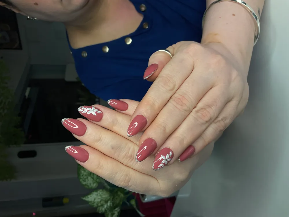 Milky White Gems Custom Nails