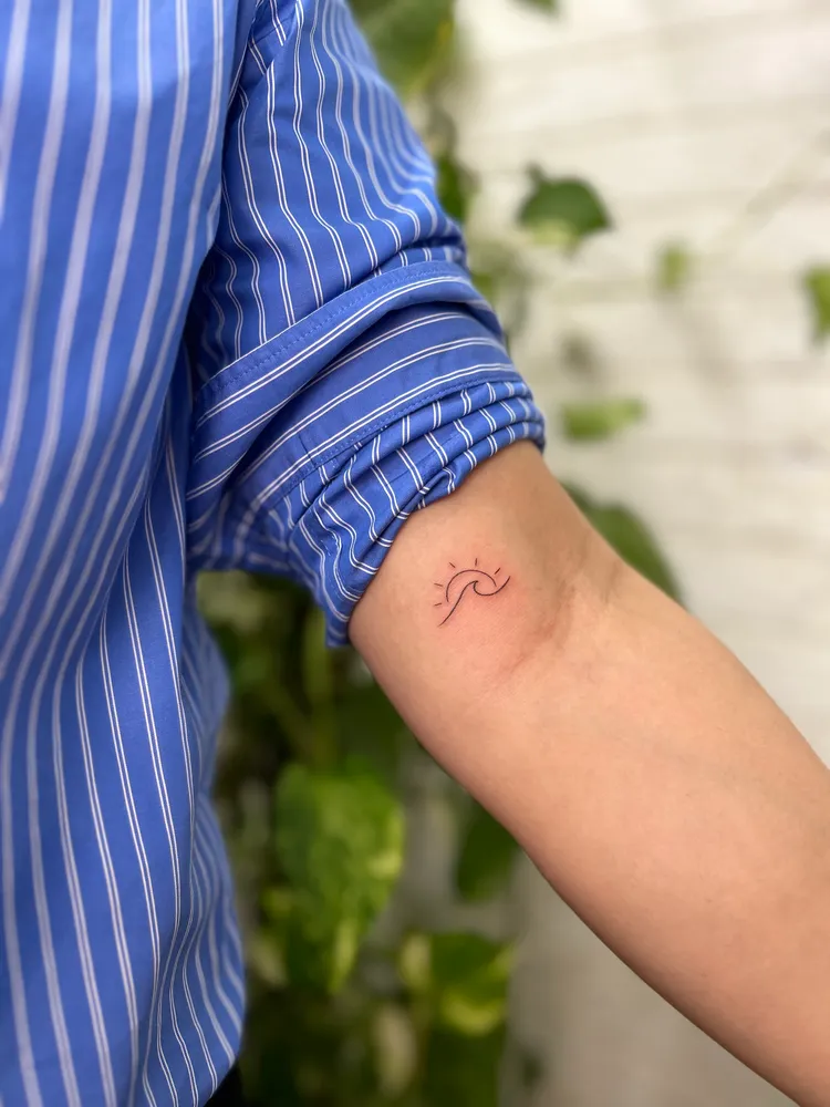 Fine Line Lavender Sprig Ribs Tattoo