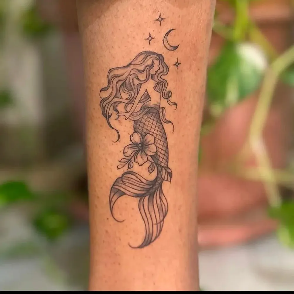 Abstract Wave Crest Ankle Tattoo