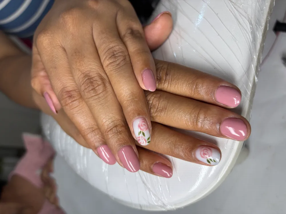 Gel extensions with fine-line nail art near NIBM Road, Pune